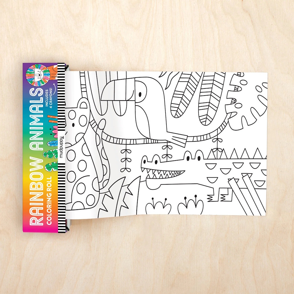 Mudpuppy Mini Colouring Roll - Rainbow Animals – Happily - For Happy Minds