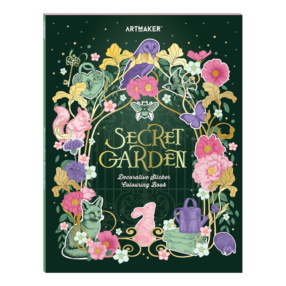 Art Maker Decorative Sticker Colouring Book - Secret Garden – Happily ...